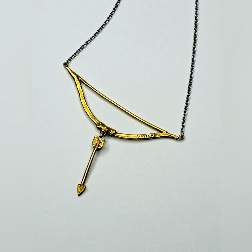 Kaye Blegvad Datter Industries Silver an Brass Bow and Arrow Necklace - Picture 1 of 5